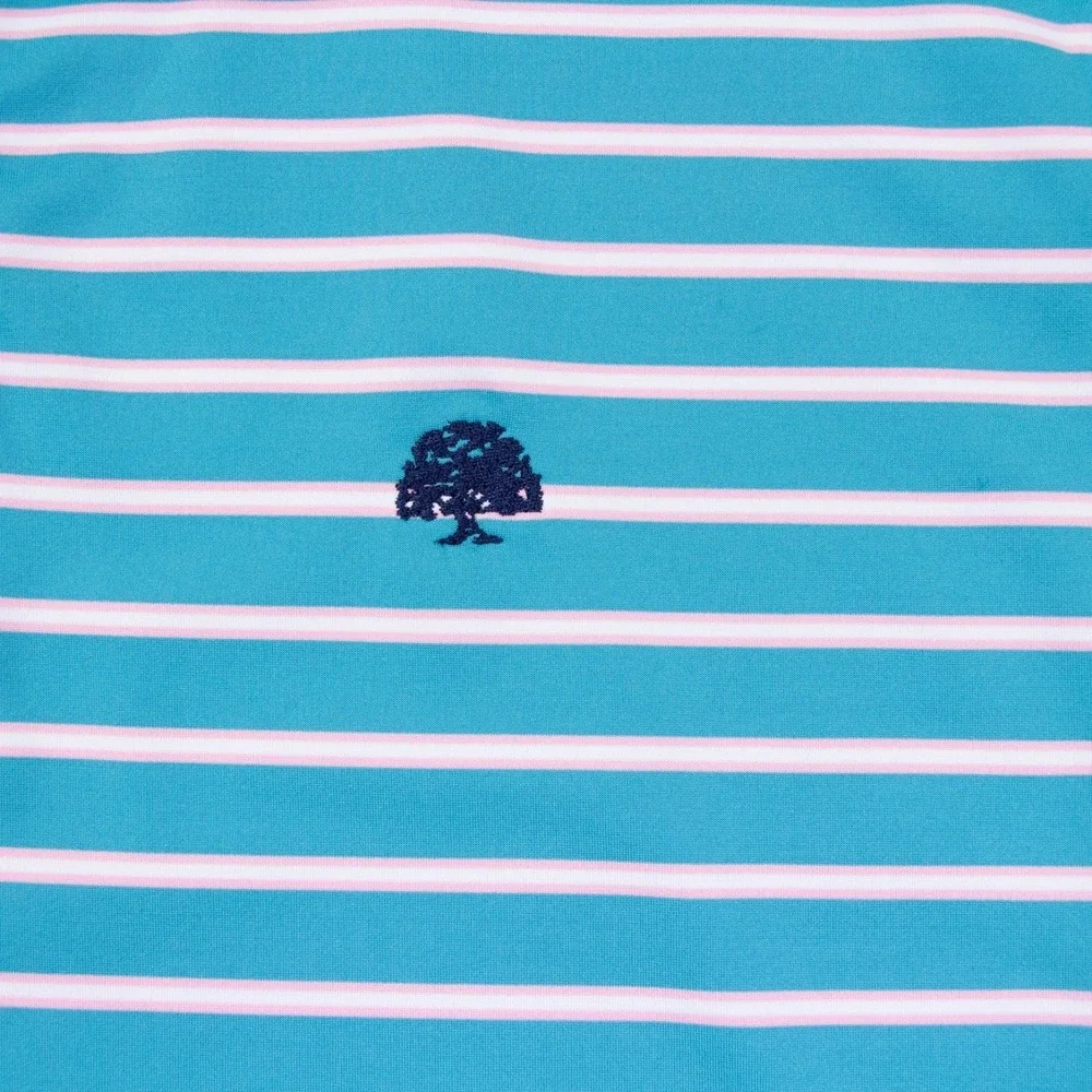 Stitch Mens M Blue Pink White Stripe Short Sleeve Golf Polo Shirt - Picture 5 of 12